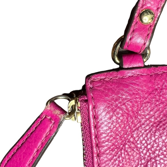 Michael Kors Bright Pink Pebble Leather Slim Wristlet Clutch - Picture 5 of 7